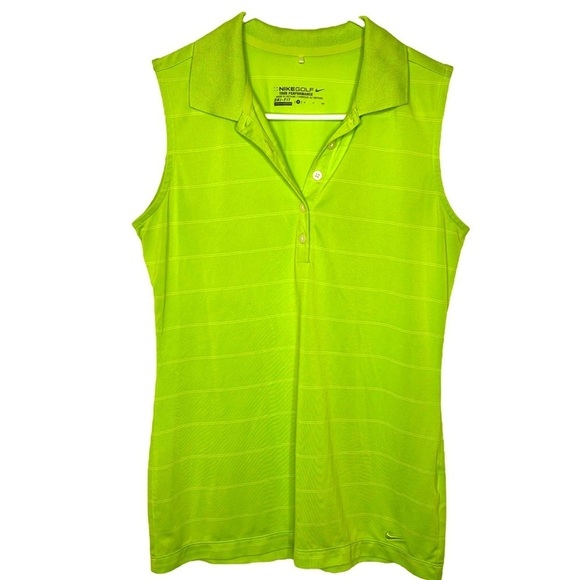 Nike Golf Dri-Fit Collared Sleeveless Neon Yellow Tank Top - Picture 1 of 7